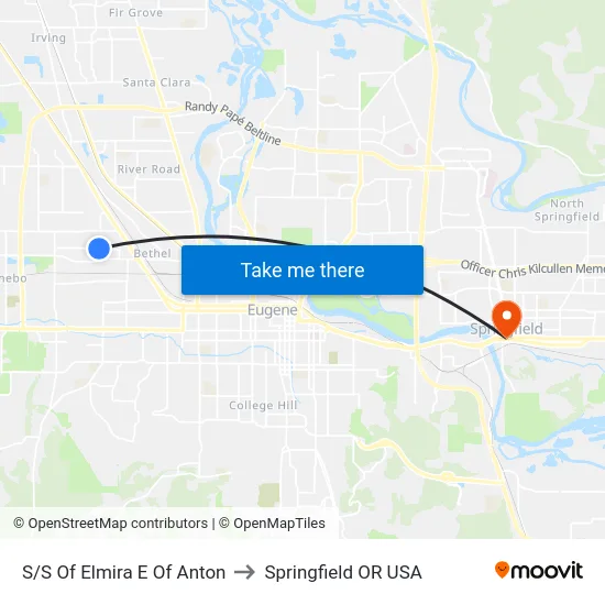 S/S Of Elmira E Of Anton to Springfield OR USA map