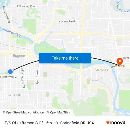 E/S Of Jefferson S Of 15th to Springfield OR USA map