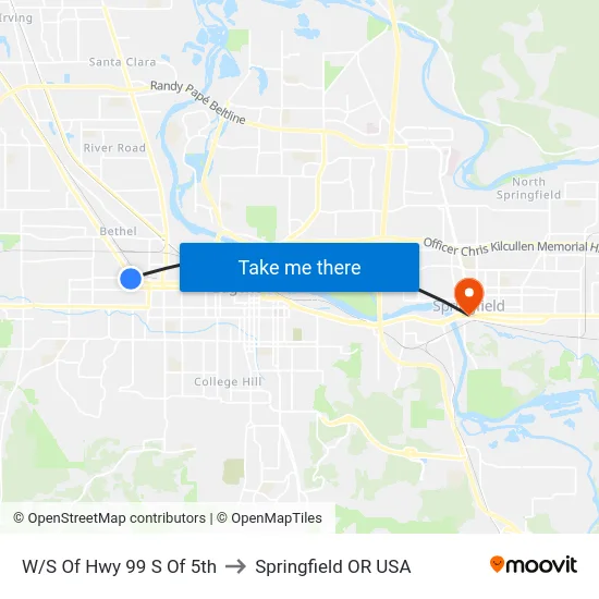 W/S Of Hwy 99 S Of 5th to Springfield OR USA map