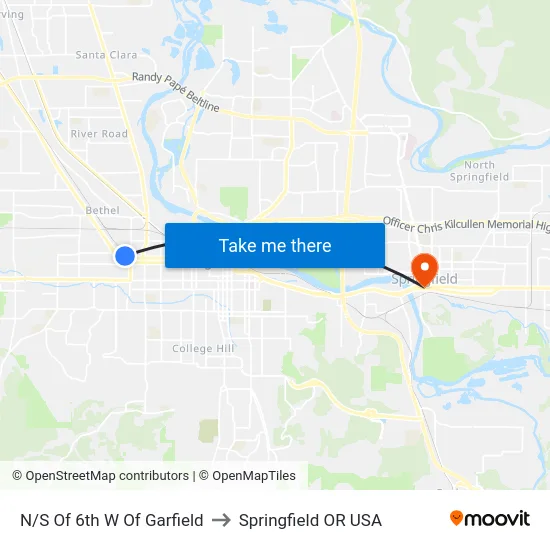 N/S Of 6th W Of Garfield to Springfield OR USA map