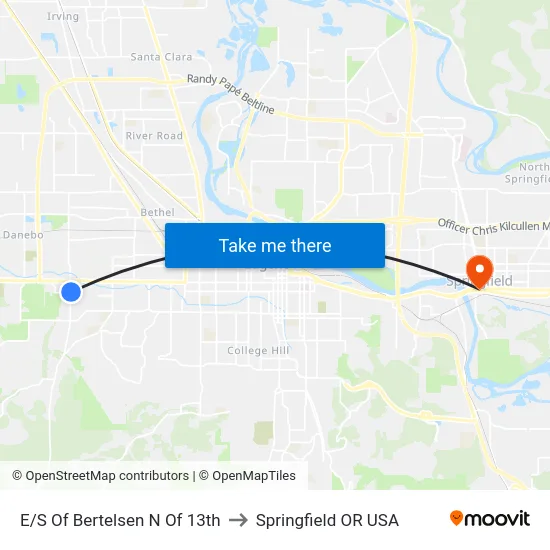 E/S Of Bertelsen N Of 13th to Springfield OR USA map