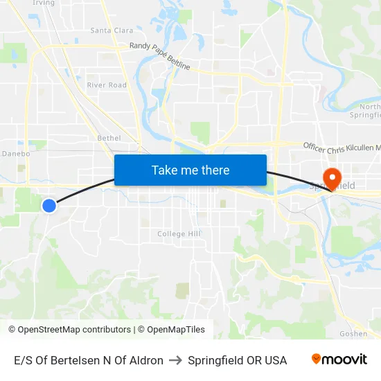 E/S Of Bertelsen N Of Aldron to Springfield OR USA map