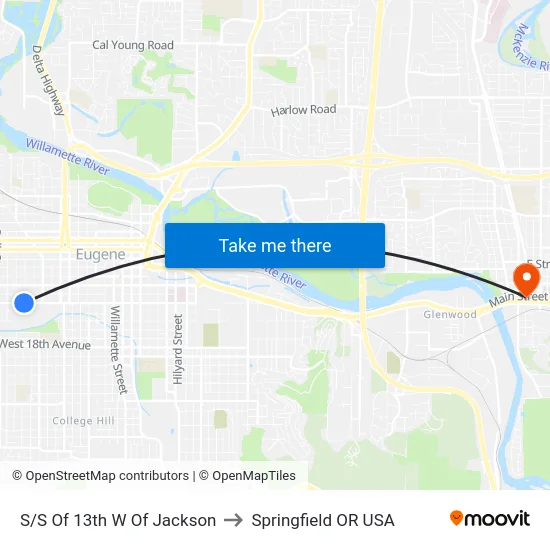 S/S Of 13th W Of Jackson to Springfield OR USA map