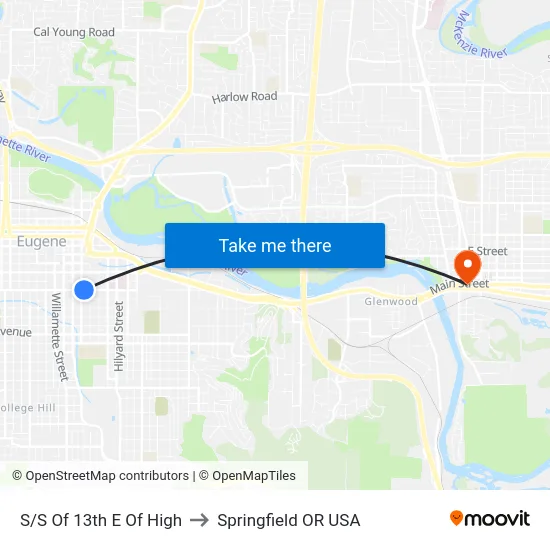 S/S Of 13th E Of High to Springfield OR USA map