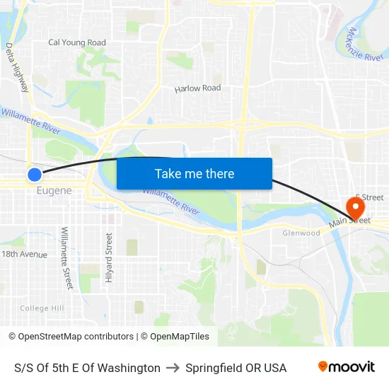 S/S Of 5th E Of Washington to Springfield OR USA map