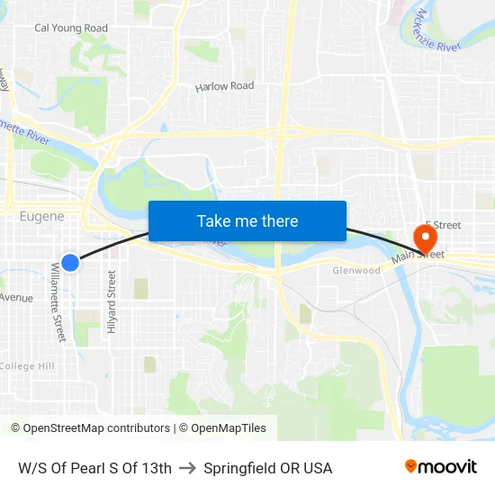 W/S Of Pearl S Of 13th to Springfield OR USA map