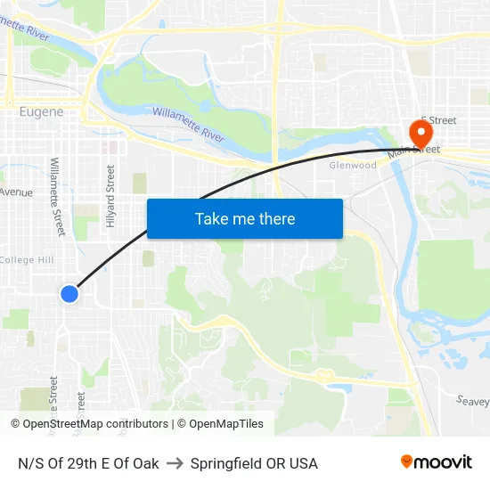 N/S Of 29th E Of Oak to Springfield OR USA map
