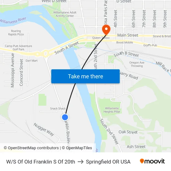 W/S Of Old Franklin S Of 20th to Springfield OR USA map