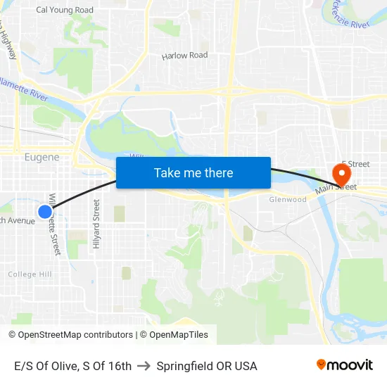 E/S Of Olive, S Of 16th to Springfield OR USA map