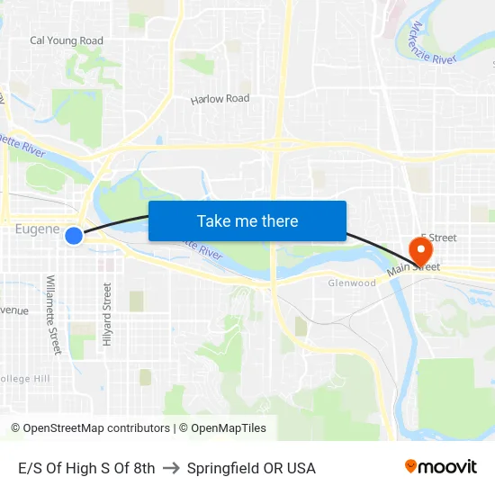 E/S Of High S Of 8th to Springfield OR USA map