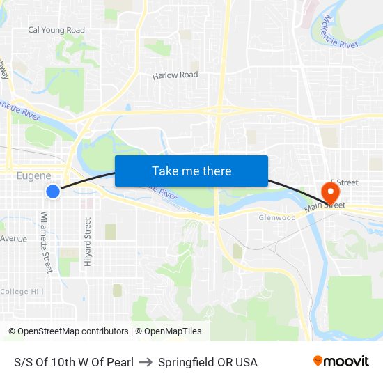 S/S Of 10th W Of Pearl to Springfield OR USA map