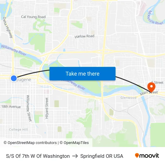 S/S Of 7th W Of Washington to Springfield OR USA map
