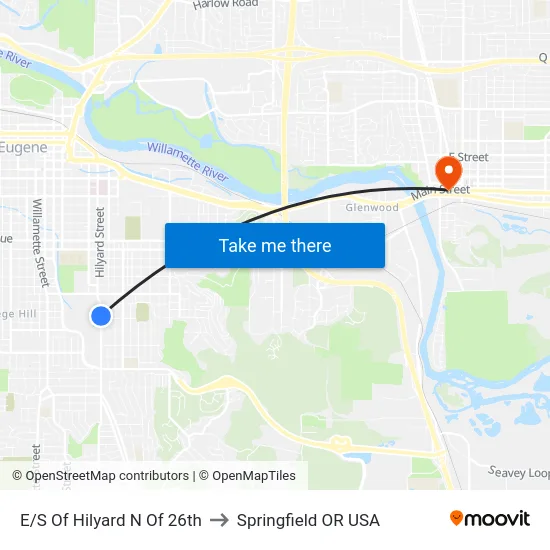 E/S Of Hilyard N Of 26th to Springfield OR USA map