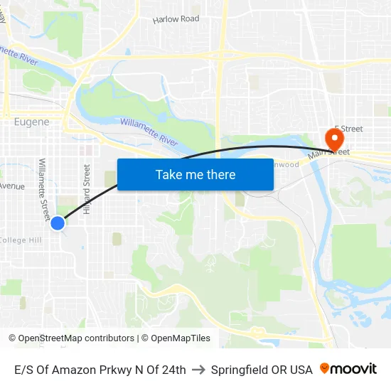 E/S Of Amazon Prkwy N Of 24th to Springfield OR USA map