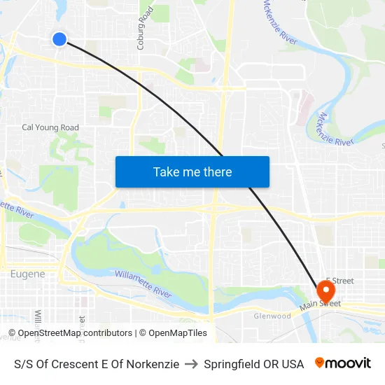 S/S Of Crescent E Of Norkenzie to Springfield OR USA map