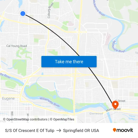 S/S Of Crescent E Of Tulip to Springfield OR USA map