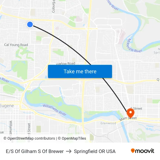 E/S Of Gilham S Of Brewer to Springfield OR USA map