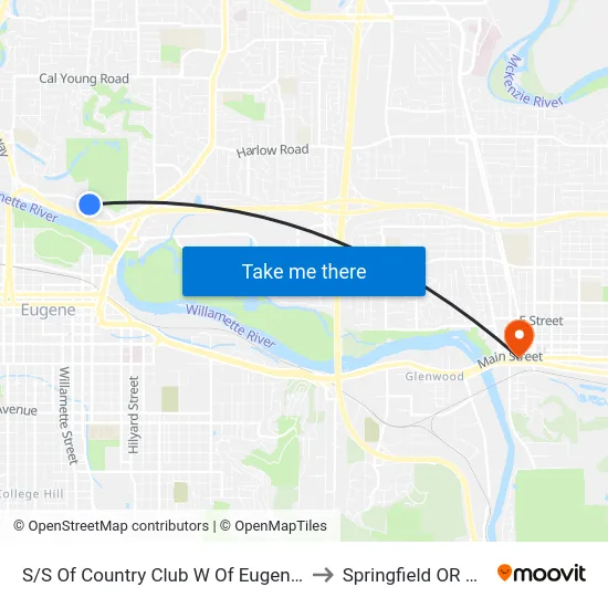 S/S Of Country Club W Of Eugene Cc to Springfield OR USA map