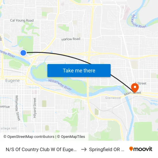 N/S Of Country Club W Of Eugene Cc to Springfield OR USA map