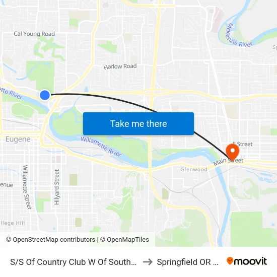 S/S Of Country Club W Of Southwood to Springfield OR USA map