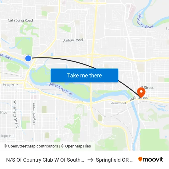 N/S Of Country Club W Of Southwood to Springfield OR USA map