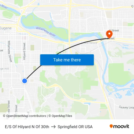 E/S Of Hilyard N Of 30th to Springfield OR USA map