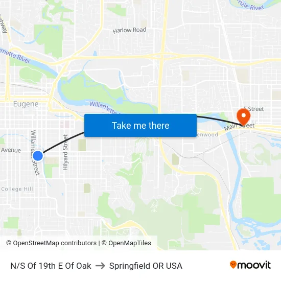 N/S Of 19th E Of Oak to Springfield OR USA map