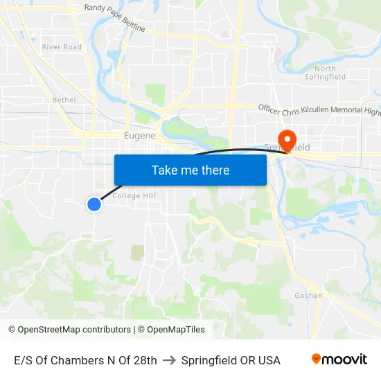 E/S Of Chambers N Of 28th to Springfield OR USA map