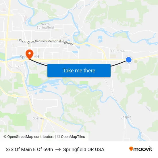 S/S Of Main E Of 69th to Springfield OR USA map