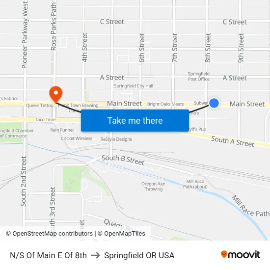 N/S Of Main E Of 8th to Springfield OR USA map