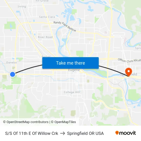 S/S Of 11th E Of Willow Crk to Springfield OR USA map