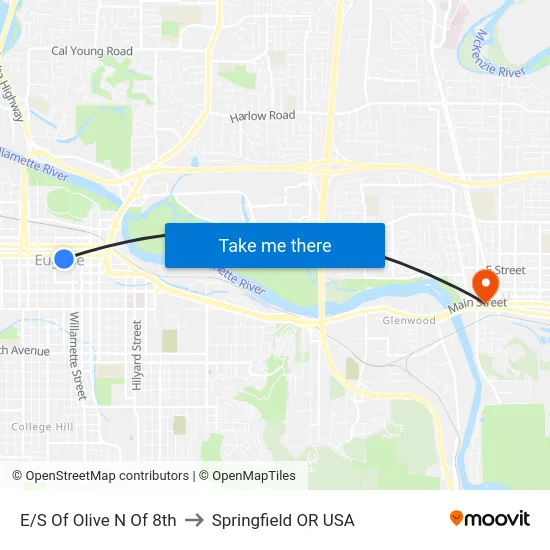 E/S Of Olive N Of 8th to Springfield OR USA map