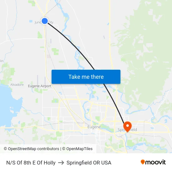 N/S Of 8th E Of Holly to Springfield OR USA map