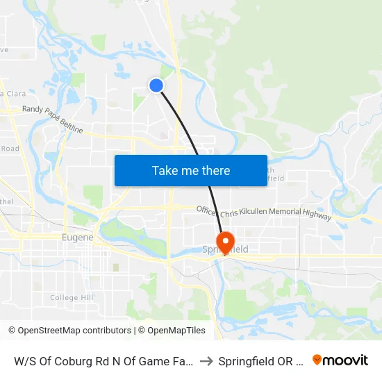 W/S Of Coburg Rd N Of Game Farm Rd to Springfield OR USA map