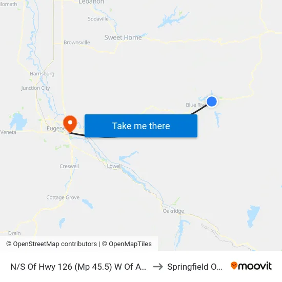 N/S Of Hwy 126 (Mp 45.5) W Of Aufderheide to Springfield OR USA map