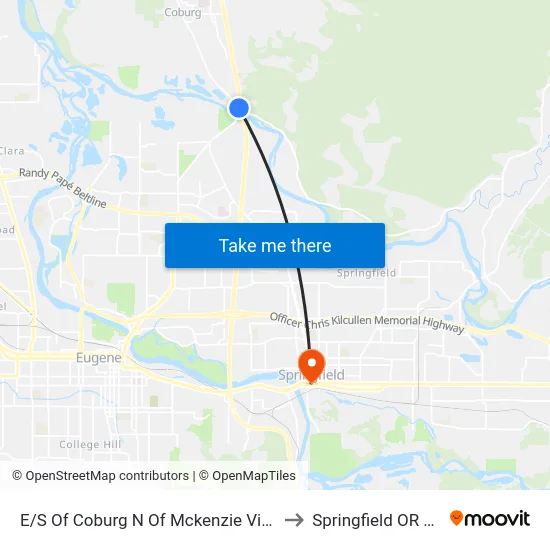 E/S Of Coburg N Of Mckenzie View Dr to Springfield OR USA map