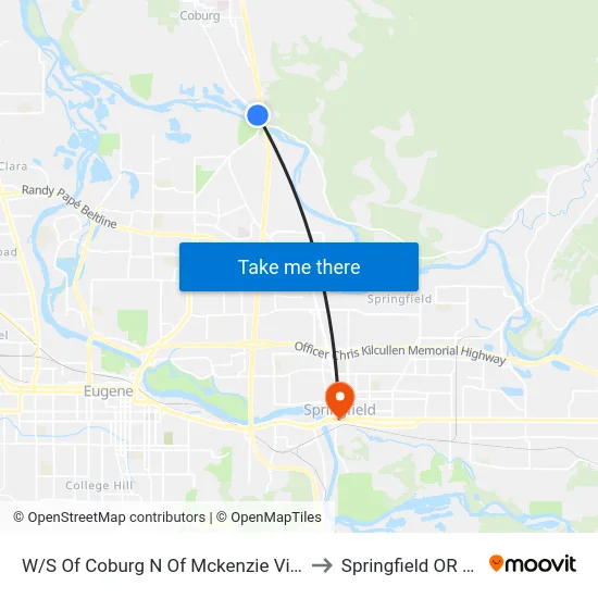 W/S Of Coburg N Of Mckenzie View Dr to Springfield OR USA map