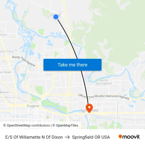 E/S Of Willamette N Of Dixon to Springfield OR USA map