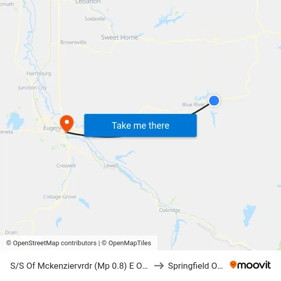 S/S Of Mckenziervrdr (Mp 0.8) E Of King Rd Br to Springfield OR USA map