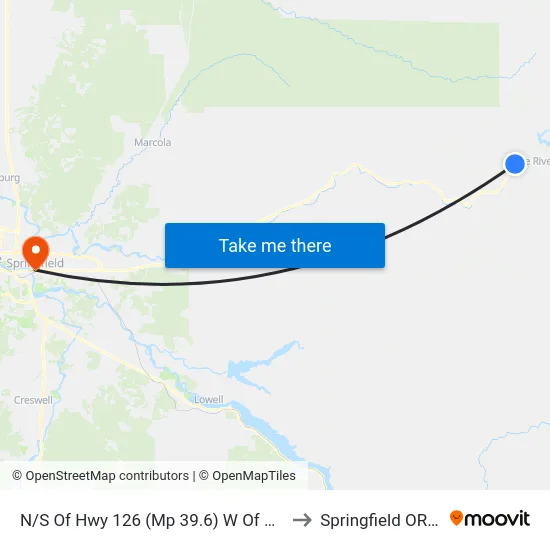 N/S Of Hwy 126 (Mp 39.6) W Of Bluervrdr to Springfield OR USA map