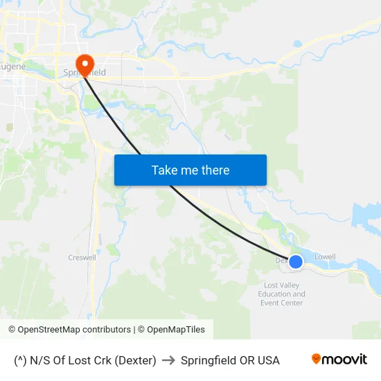 (^) N/S Of Lost Crk (Dexter) to Springfield OR USA map