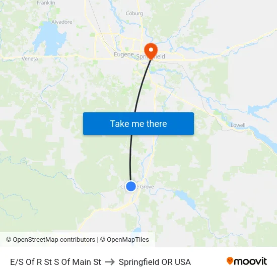 E/S Of R St S Of Main St to Springfield OR USA map