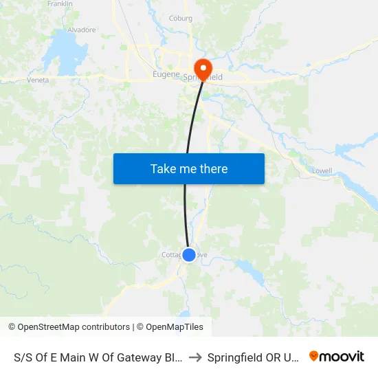 S/S Of E Main W Of Gateway Blvd to Springfield OR USA map