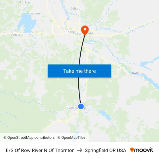 E/S Of Row River N Of Thornton to Springfield OR USA map