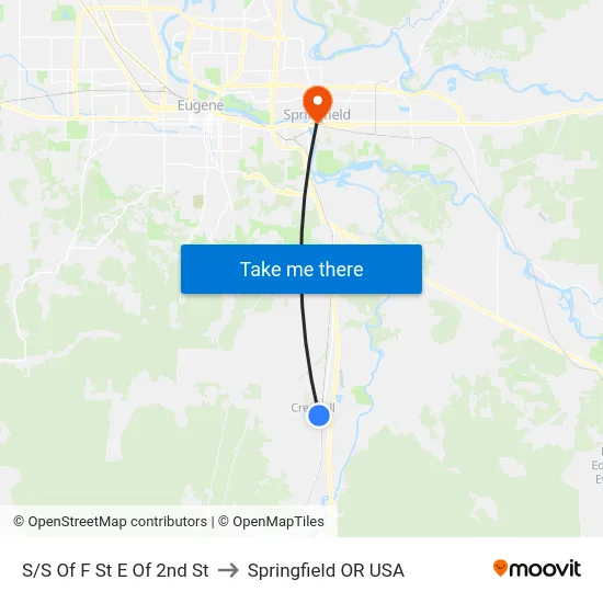 S/S Of F St E Of 2nd St to Springfield OR USA map