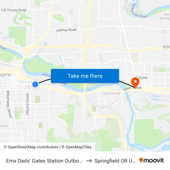 Emx Dads' Gates Station Outbound to Springfield OR USA map