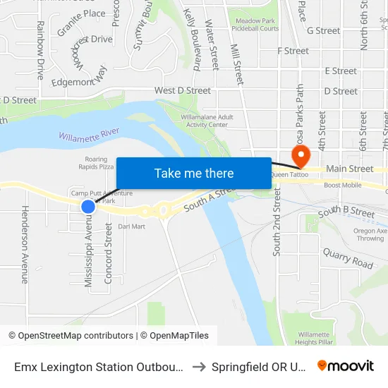 Emx Lexington Station Outbound to Springfield OR USA map