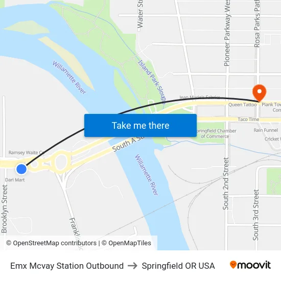 Emx Mcvay Station Outbound to Springfield OR USA map