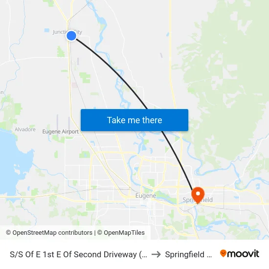 S/S Of E 1st E Of Second Driveway (Country Coach) to Springfield OR USA map