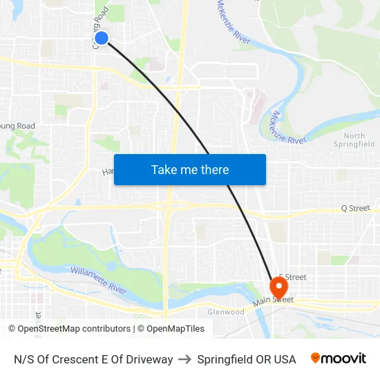 N/S Of Crescent E Of Driveway to Springfield OR USA map